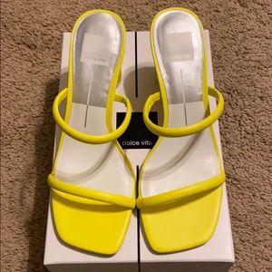 Neon yellow leather sandals